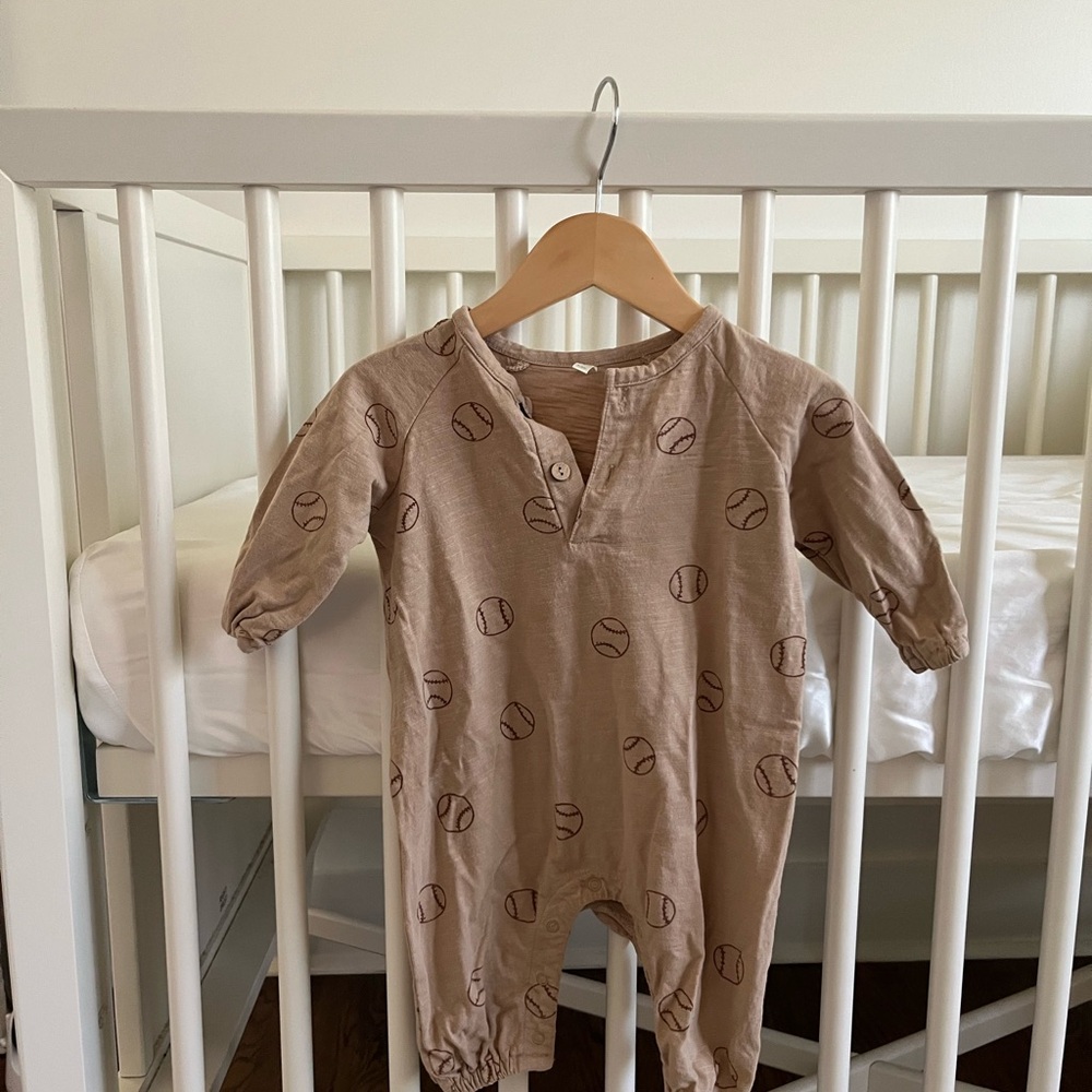 Rylee + Cru Tan Baseball Print Romper